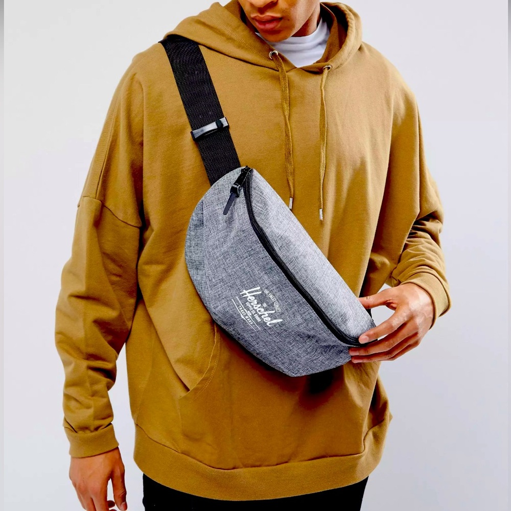 HERSCHEL SUPPLY CO. Gray Fanny Pack belt  Sling Crossbody bag Large 13”